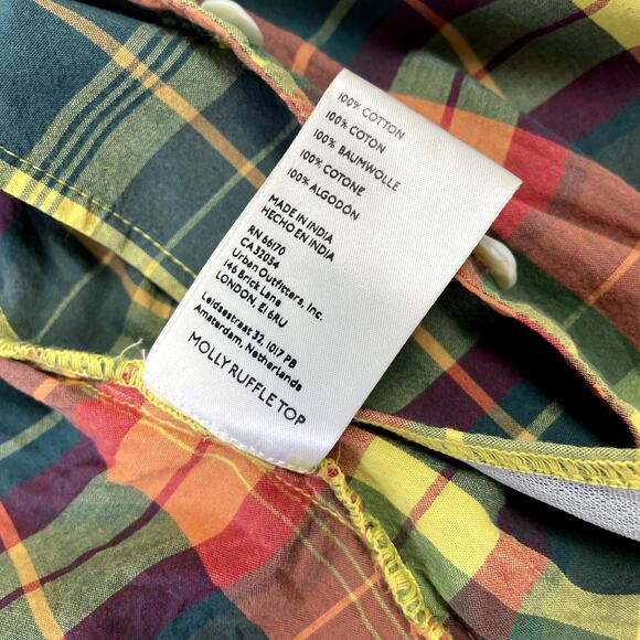 Free People Molly Plaid Ruffle Top XS Festival - Picture 12 of 16